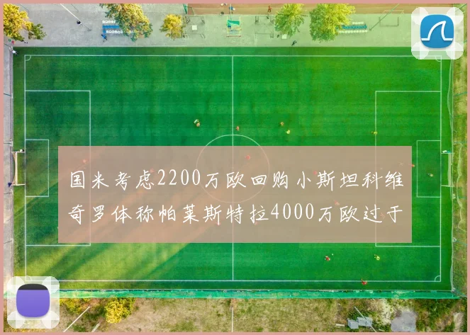 国米考虑2200万欧回购小斯坦科维奇罗体称帕莱斯特拉4000万欧过于昂贵